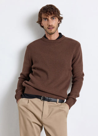 Pullover mit Wabenstruktur und Rundhalsausschnitt