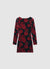 Mini-Kleid mit Rosenprint und seitlicher Knotendetailierung
