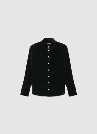 Camicia in ciniglia con bottoni gioiello