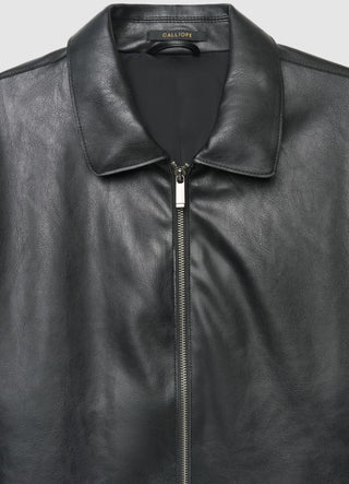 Giacca simil pelle con colletto classico e zip