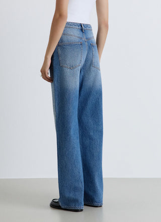 Jeans wide leg con strass