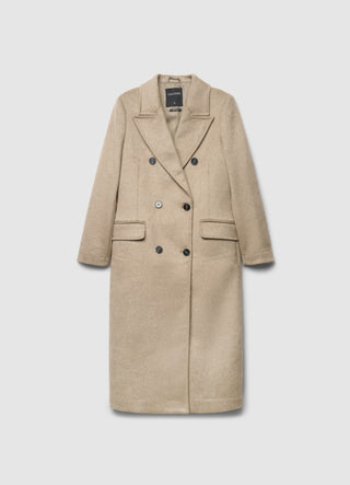 Long double-breasted solid-colour coat