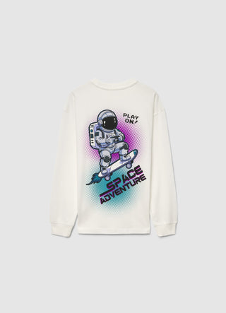 T-shirt over a maniche lunghe con stampa astronauta