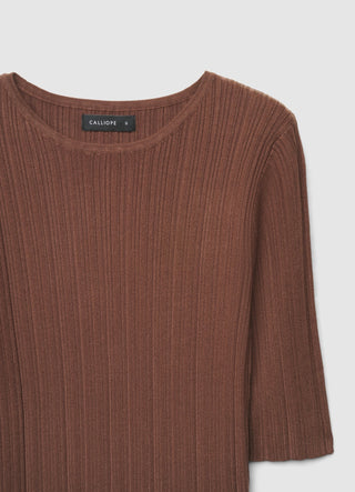 Solid colour ribbed T-shirt