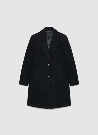 Three-quarter length single-breasted coat with two buttons