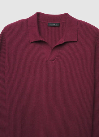 Maglia a coste con collo polo