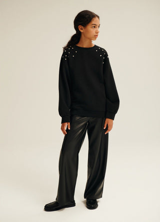Felpa con strass applicati