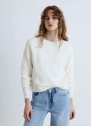 Pull à col rond avec manches raglan