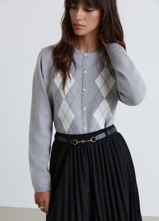 Argyle pattern cardigan with buttons