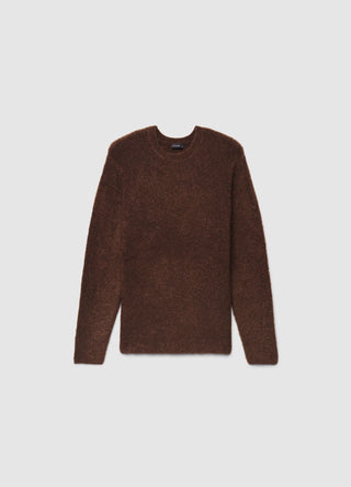 Solid-colour boucle crew neck sweater