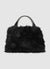 Handbag with faux fur effect and chain shoulder strap