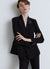 Double-breasted jacket in satin-like fabric with satin lapels