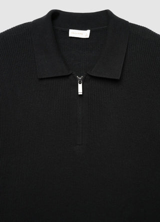 Ribbed polo shirt with zip