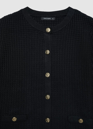 Honeycomb cardigan with jewel buttons