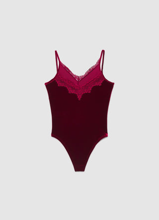 Body con scollo a V e pizzo