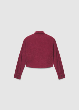 Solid colour ribbed crop shirt