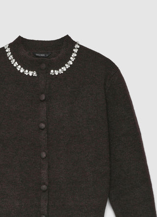 Cardigan with jewel collar and buttons