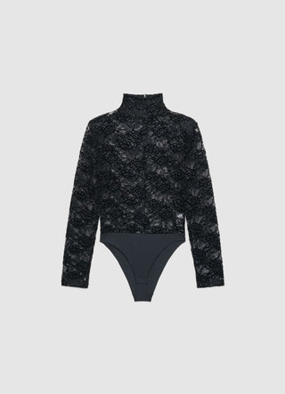 Body in pizzo con collo alto