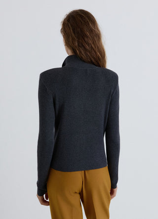 Cardigan a costine con zip e colletto