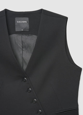 Asymmetric waistcoat with five buttons
