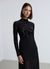 Long-sleeve mesh T-shirt with floral flocking