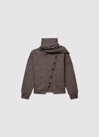 Cardigan with scarf collar and buttons