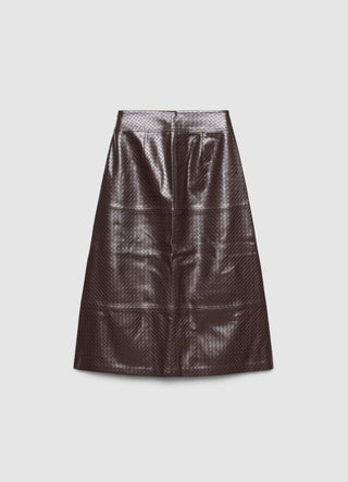Gonna midi svasata con motivo intrecciato