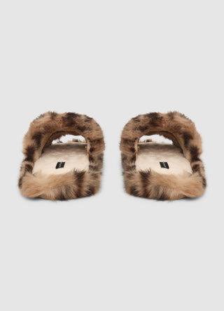 Mules à bande croisée effet fourrure animalier