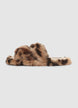 Ciabatte con fascia incrociata effetto pelo animalier - 36-37