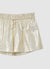 Shorts con finitura laminata e coulisse