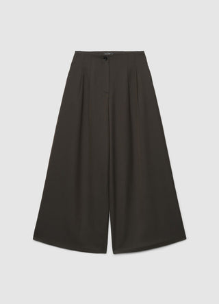 Cropped wide-leg culotte trousers with a herringbone pattern