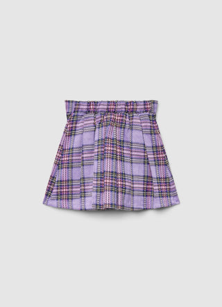 Gonna miniskirt a quadri con elastico in vita