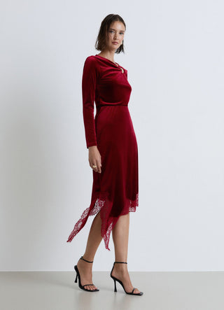 Gonna midi asimmetrica con bordo in pizzo