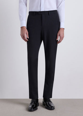 Pantalon de tailleur avec pli marqué et détails en satin