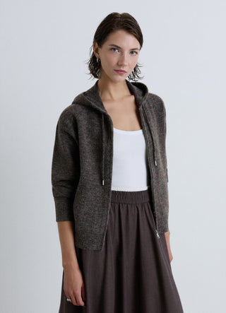 Cardigan con zip e cappuccio