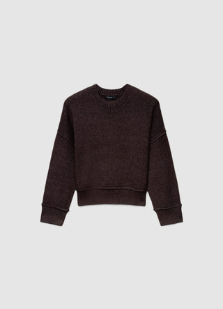 Solid colour crew neck jumper with raw edge finish
