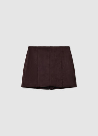 Suede-effect miniskirt with side zip