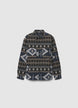 Shacket with ethnic pattern and patch pockets - S