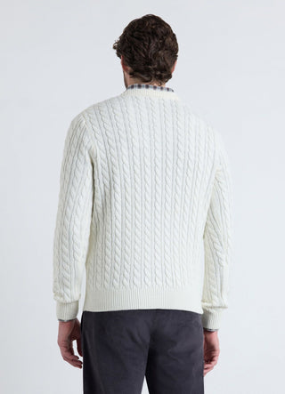 Crew neck cable knit sweater