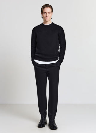 Fuzzy knit crew neck jumper