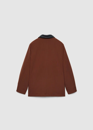 Veste avec col en effet cuir et poches à rabat