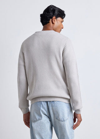 Pullover mit Wabenstruktur und Rundhalsausschnitt