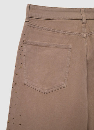 Jeans wide leg con strass