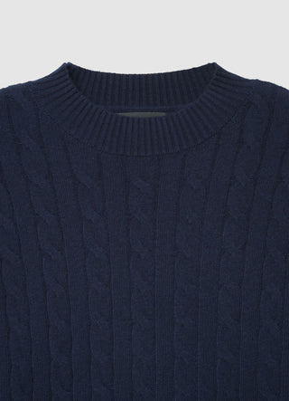 Maglia crop a trecce girocollo