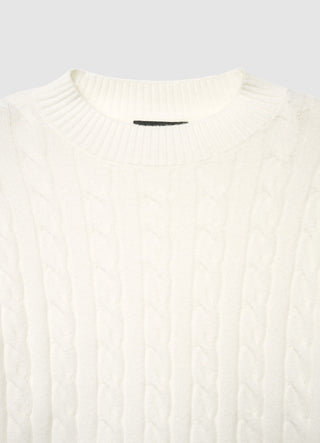 Maglia crop a trecce girocollo