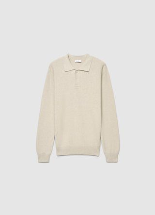 Long-sleeve solid colour polo shirt