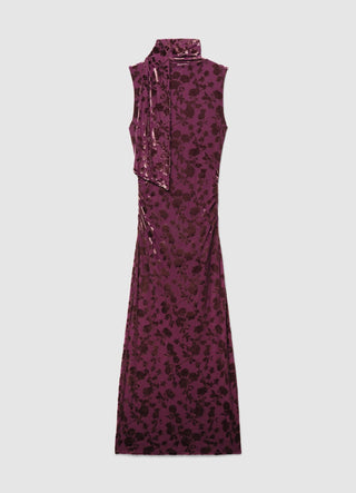 Vestito lungo devoré a fiori drappeggiato
