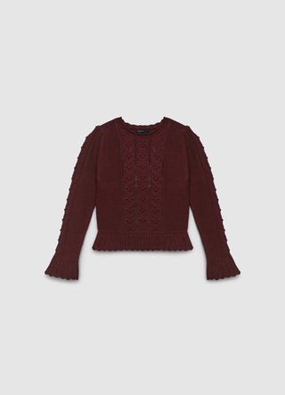 Sweater with cable knit and ruffles