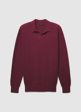 Maglia a coste con collo polo