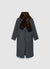 Cappotto monopetto con sciarpa similpelliccia